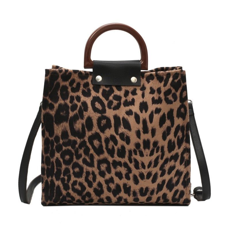 Leopard Pattern Top-Handle Bag